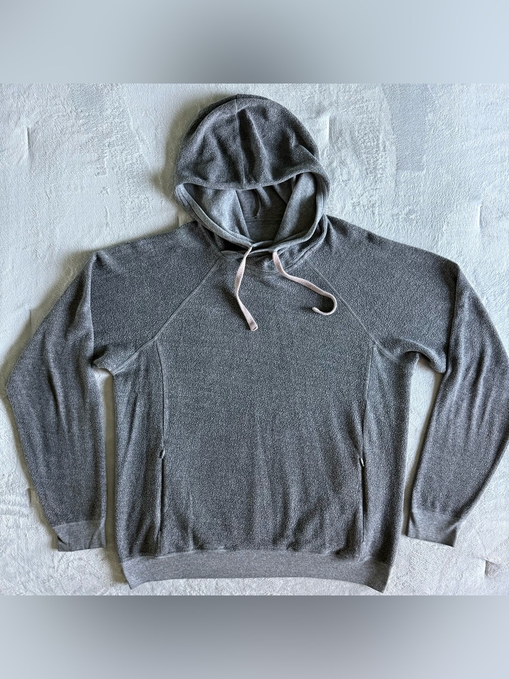 Alo Yoga Triumph Hoodie Gray Triblend Raglan Zip Pockets Made USA 🇺🇸